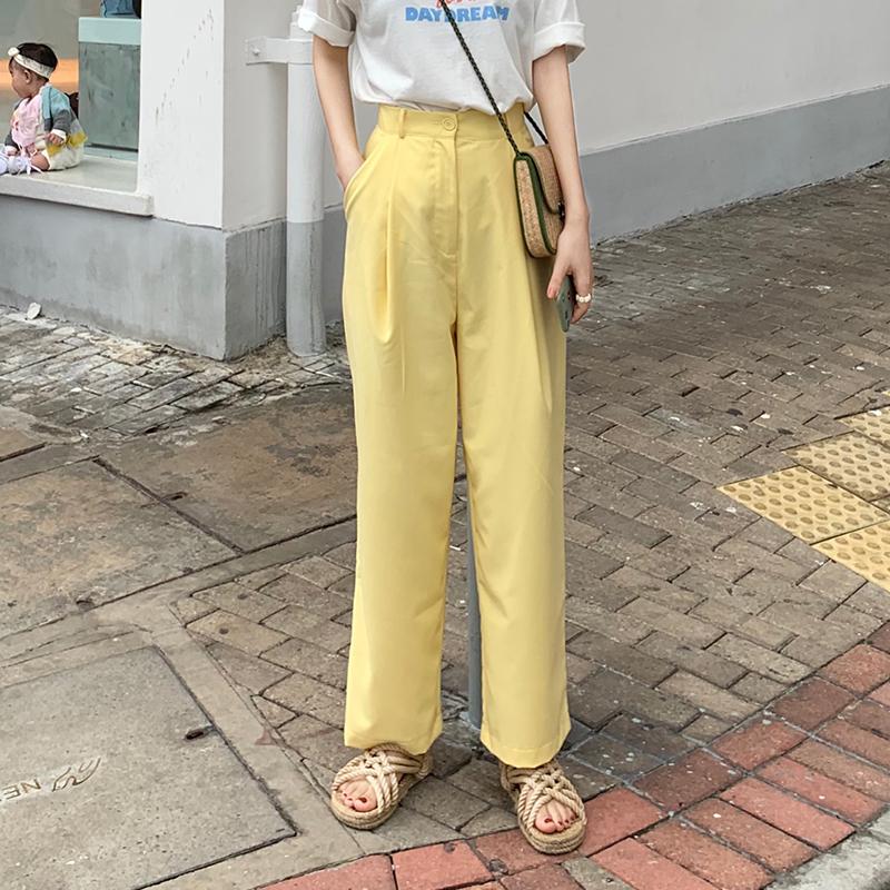 Yellow Stylish Loose Casual Pants