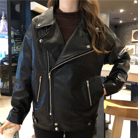 Loose Autumn Faux Leather Coat Jacket