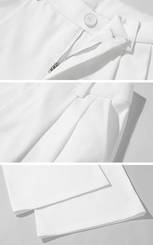 Wide-Leg Tailored Casual Pants with Pleats