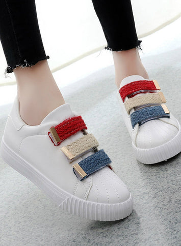 Women Shoes Breathable White Shoes Mixed Colors Fabric