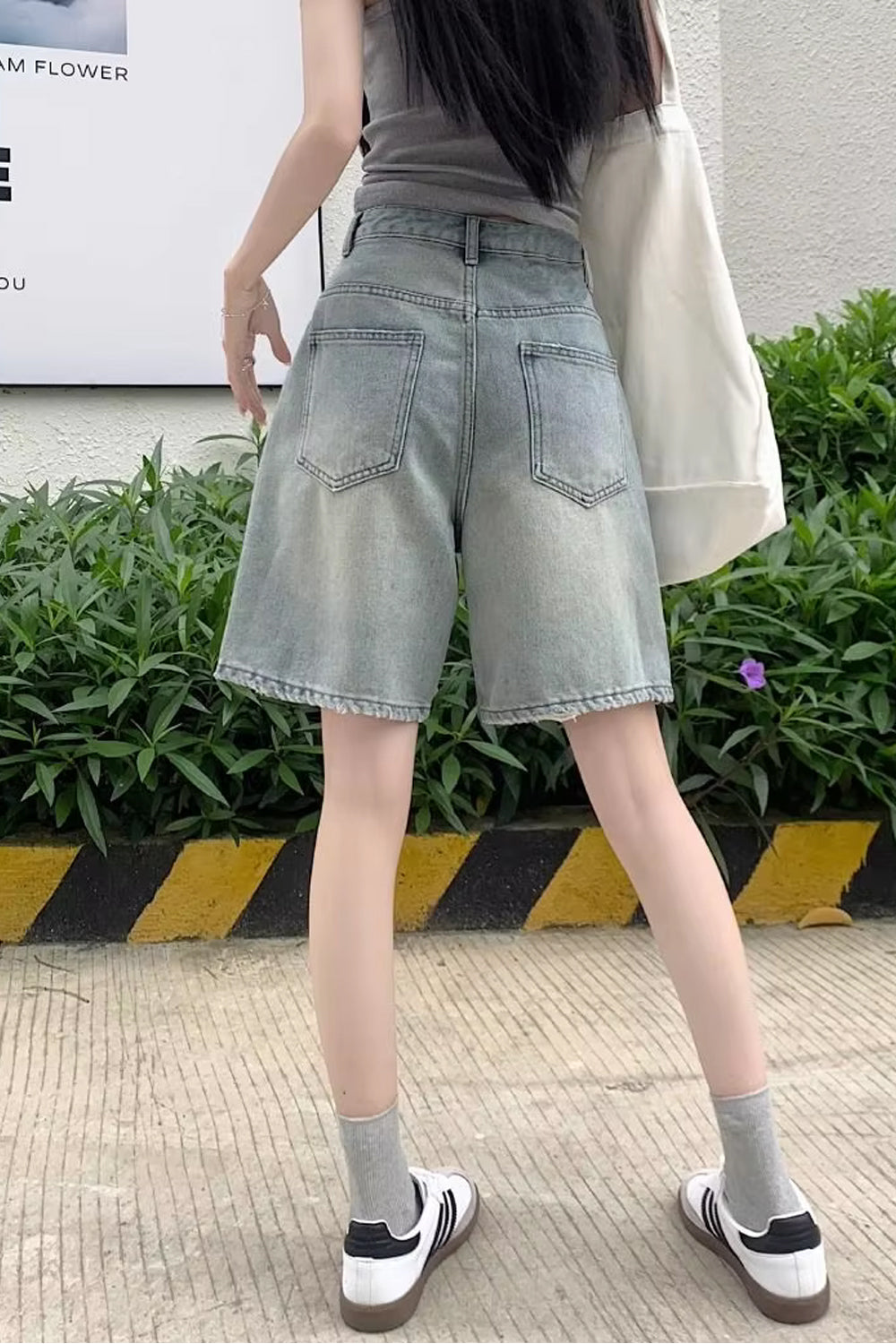 Retro Washed Color Denim Shorts Pants