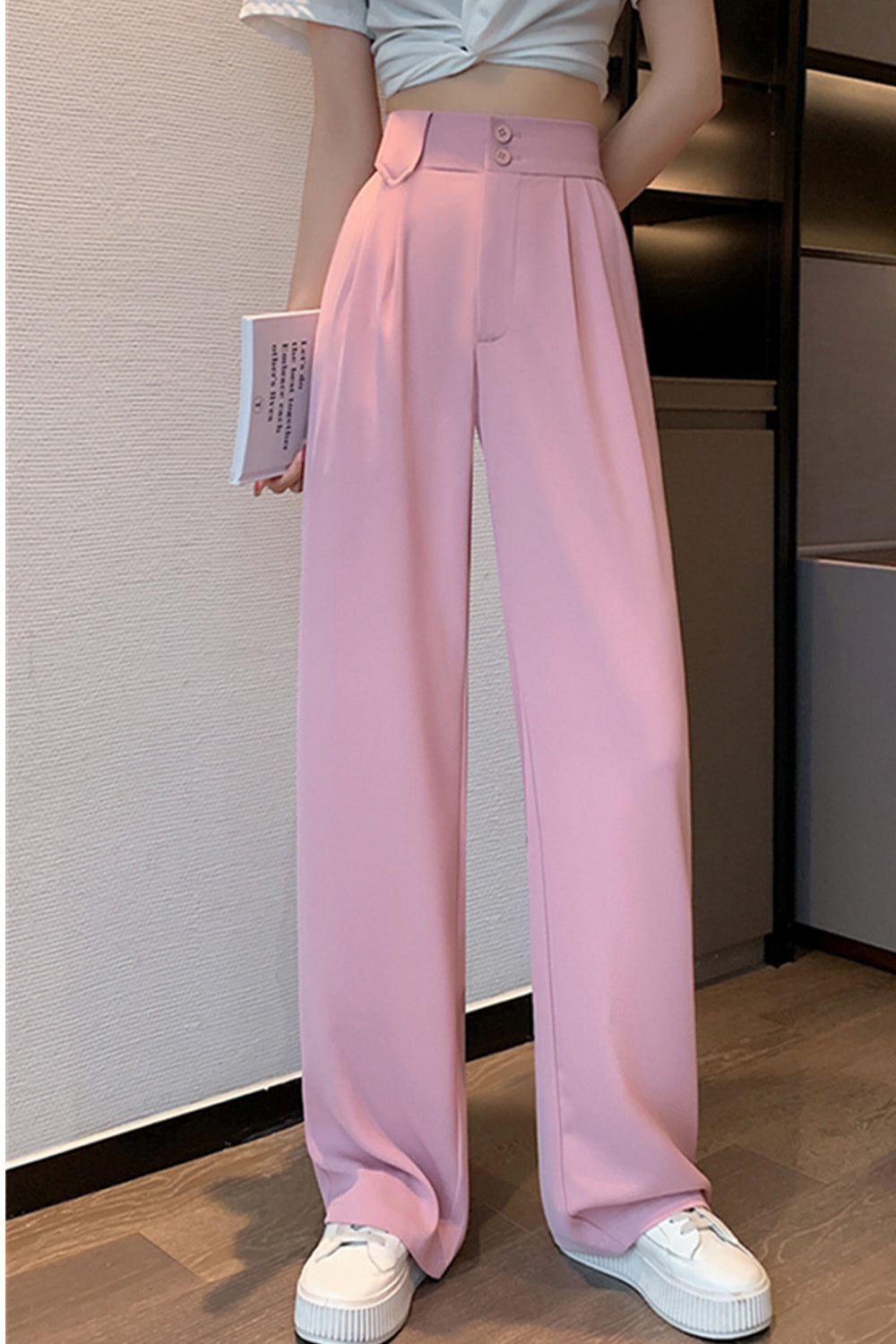 High Waist Wide Leg Office Pants