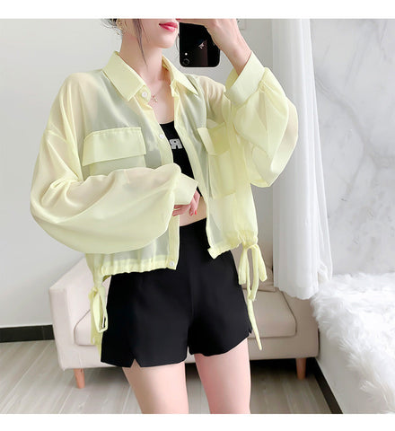 Loose See Through Chiffon Thin Jacket