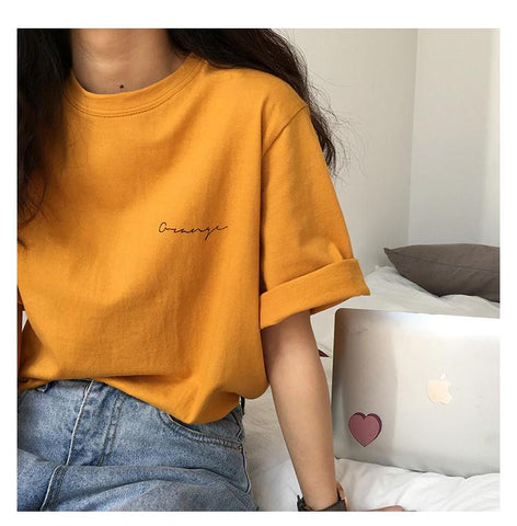 Vintage Orange Hemd mit Buchstabentasche