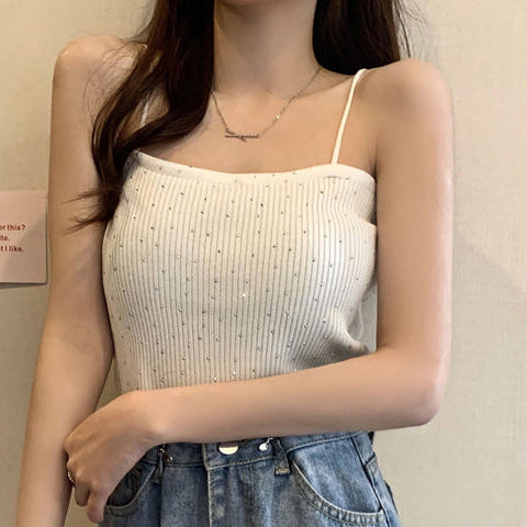 Sexy Little Beading Camisole Crop Tops