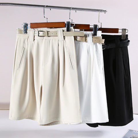 High Waist Knee Length Wide Leg Pants