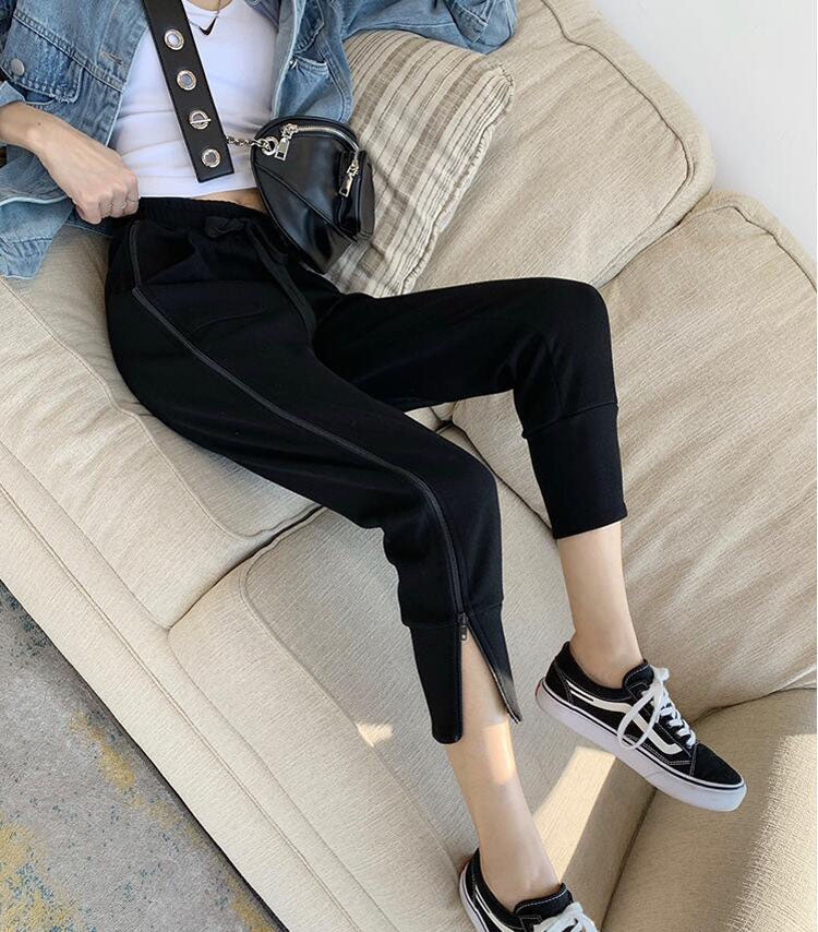 Casual Side Zipper Ankle Length Pants