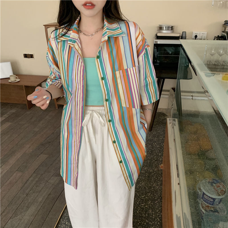 Camisa blusa vintage de rayas retro 