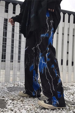 Loose Hip Hop Dark Thunder Lightning Long Pants