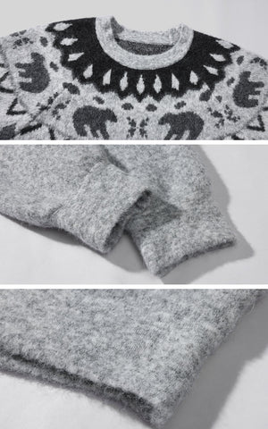 Polar Jacquard Knit Sweater & Scarf Set