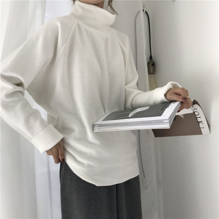 Long Sleeve Loose Solid Turtleneck Shirt