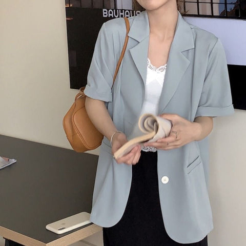 Sweet Colors Loose Short Sleeve Blazer