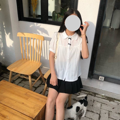 Lace Kawaii Short Sleeve Blouse Shirt