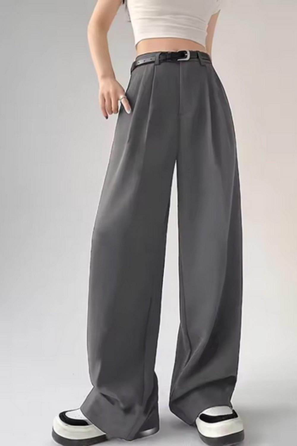 High Waist Loose Straight Office Long Pants