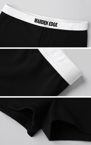 Contrast Waistband Fitted Mini Shorts for Streetwear Layering