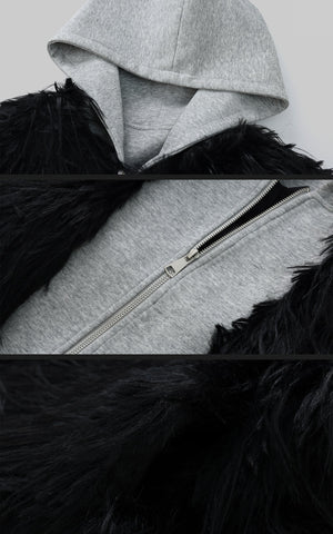 Faux Fur Contrast-Layered Jacket