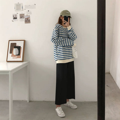 Casual Wide Leg Ankle Length Loose Pants