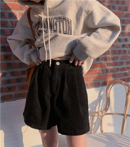 High Waist Casual Corduroy Shorts Pants