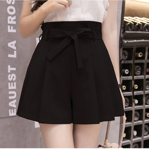 High Waist Bowknot Lace Up Casual Shorts Pants