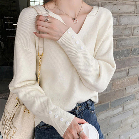 Elegant V-Neck Thin Office Sweater