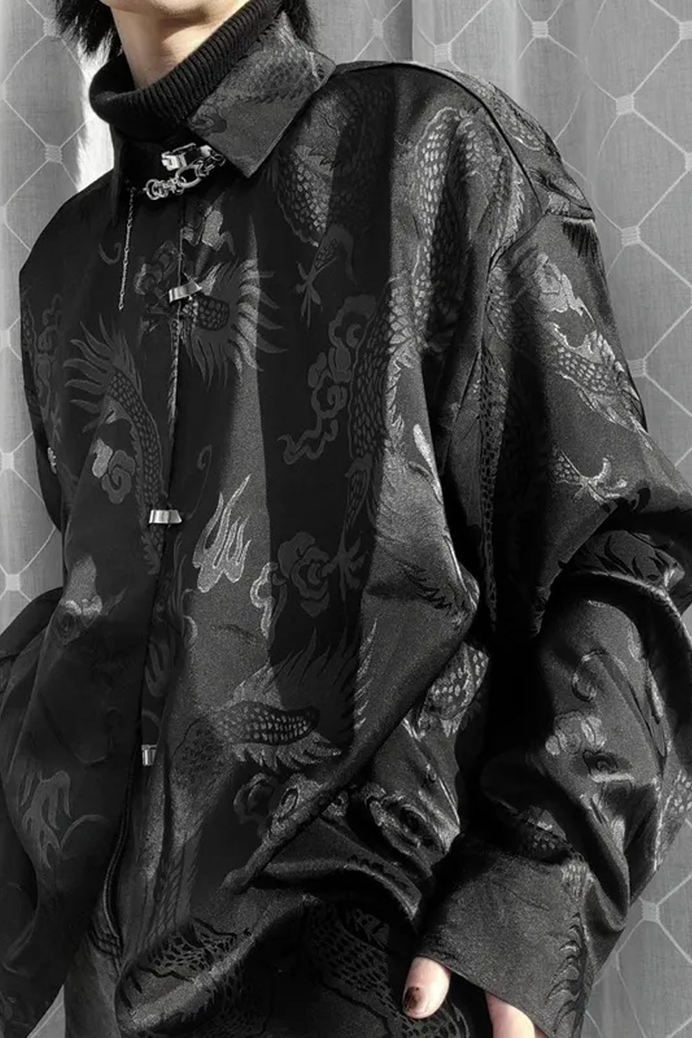 Long Sleeve Chinese Dragon Printed Punk Blouse Shirts