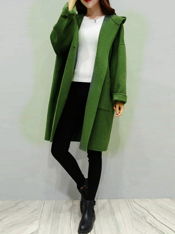 Green Long Coat Winter Faux Fur