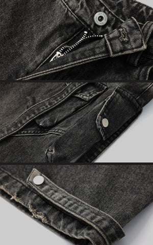 Multi-Pocket High-Rise Cargo Jeans