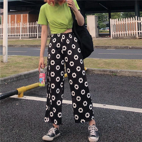 Floral Printed Loose Straight Pants