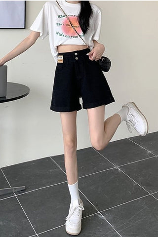 High Waist Retro Simple Denim Shorts Jeans
