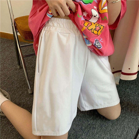 Basic Colors Elastic Waist Summer Shorts Pants
