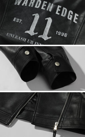 Cropped Leather Jacket with Zipper Detail
