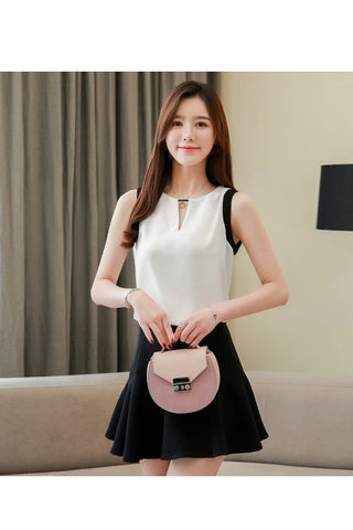 Ärmelloses Chiffon-Bluse-Shirt mit V-Ausschnitt