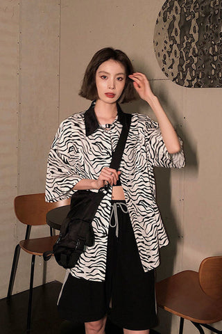 Zebra Art Pattern Loose Blouse Shirt