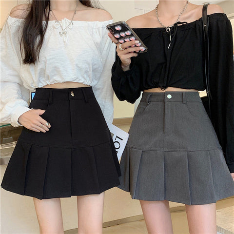 Casual Pleated Pencil Mini Skirts