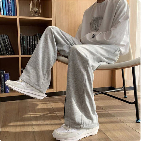 Loose Wide Leg Solid Long Men Sweatpants