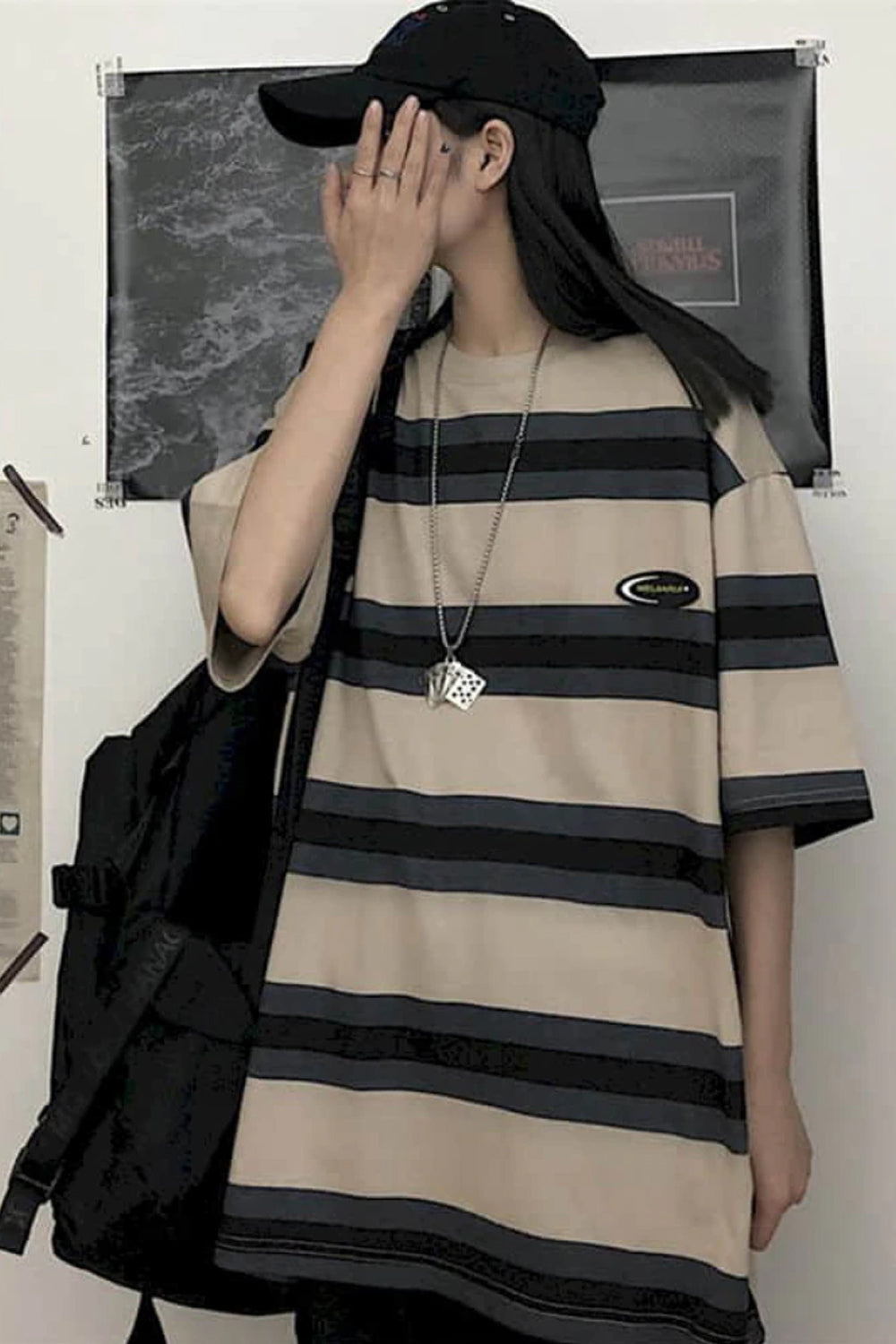 Loose Short Sleeve Striped Hip Hop Shirt