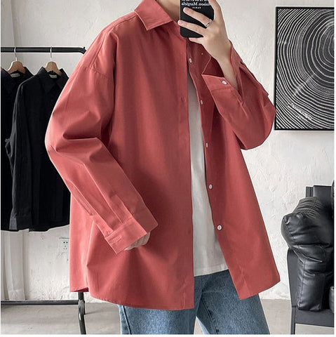 Long Sleeve Loose Casual Basic Men Shirt