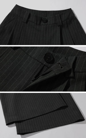Pinstripe Wide-Leg Trousers