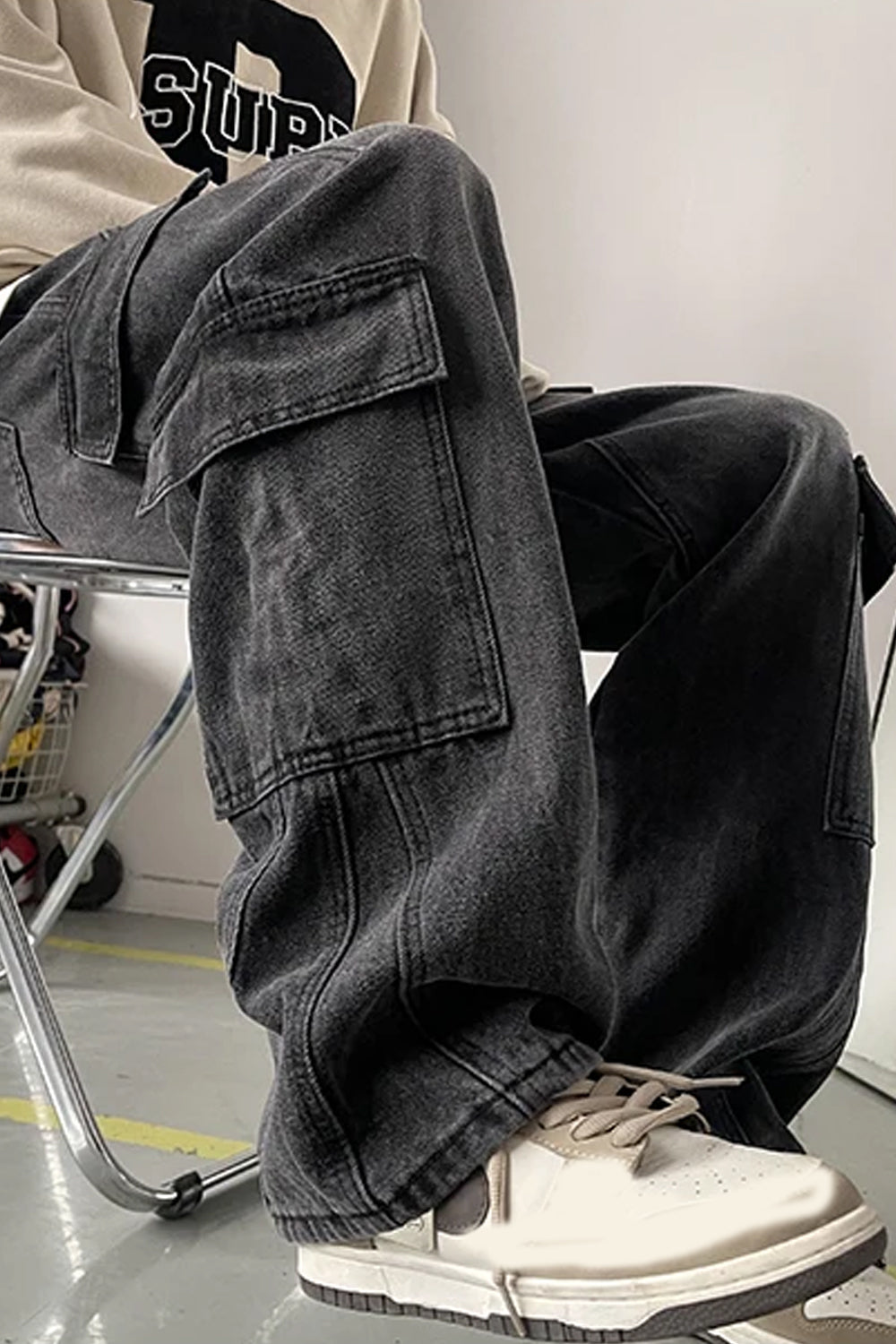 Hip Hop Cargo Pockets Long Men Jeans Pants