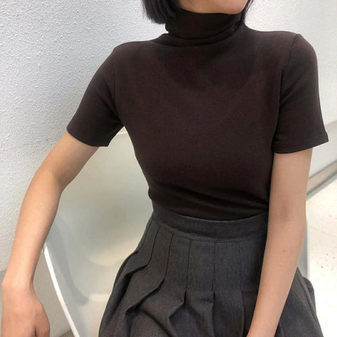 Slim Elegant Stretchy Turtleneck Shirt