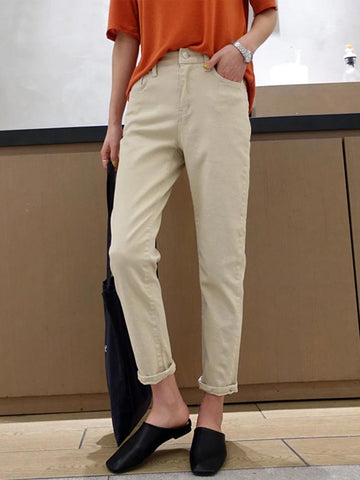 Vintage Casual High Waist Ankle Length Pants