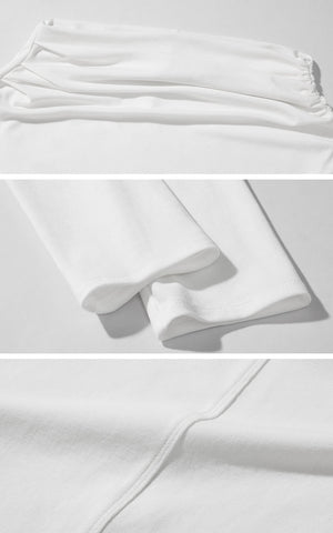 Off-Shoulder Ruched Long Sleeve T-Shirt