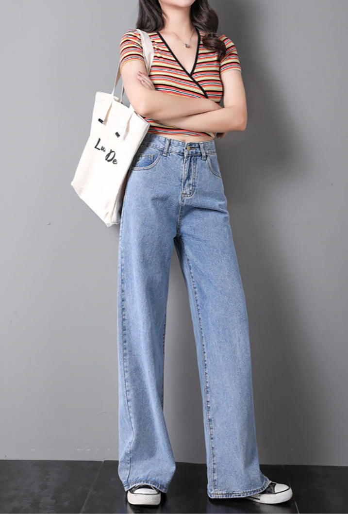 Vintage-Jeans mit hoher Taille und weitem Bein