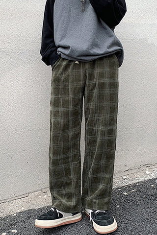 Casual Hip Hop Plaid Corduroy Loose Pants