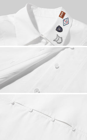 Embroidered Collar Structured Shirt