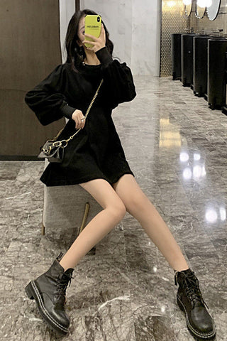 Long Sleeve O-Neck Elegant Dress