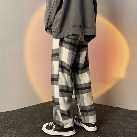 Loose Hip Hop Woolen Plaid Pants