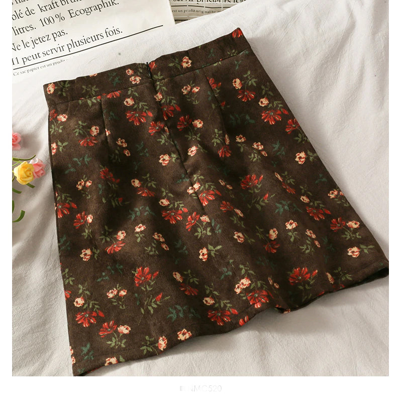 High Waist Floral Pattern A-Line Mini Skirts