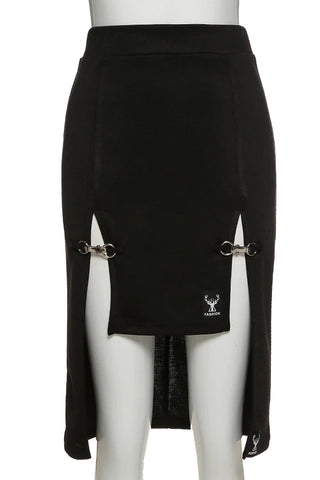 Enger, sexy, knielanger Rock mit hoher Taille und Aussparungen 