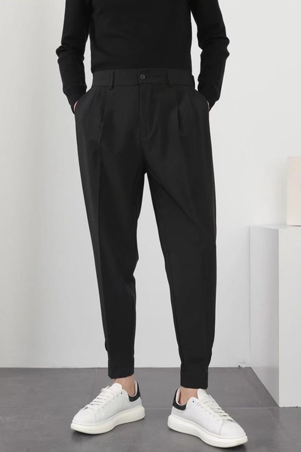 Slim Casual Small Feet Pleated Men Pants